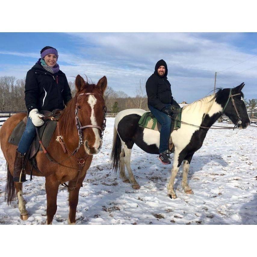 Chris's first gift to Michelle. Horse back riding in the snow!