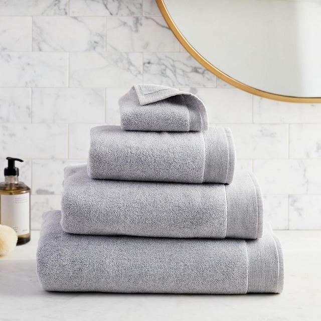 Organic Luxe Fibrosoft Towel, Set of 4, Gray Sky Melange