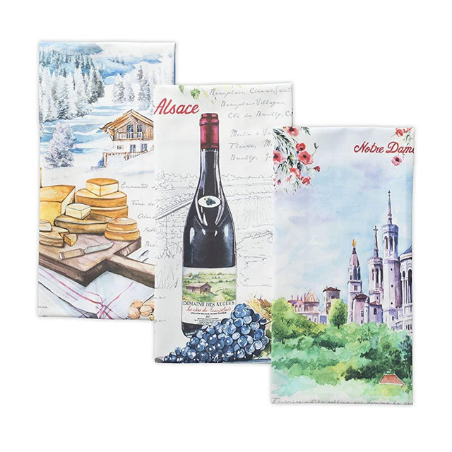Maison d' Hermine Obernai 100% Cotton Set of 3 Kitchen Towels 20 Inch by 27.5 inch