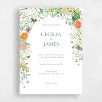 White Wedding Invitation - Rosalind Portrait