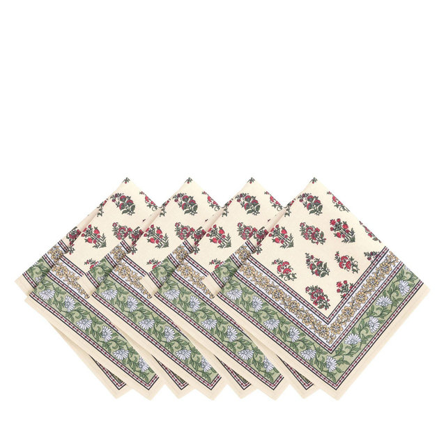 Elrene Home Fashions Nomad Harvest Block Print Napkins, 17"x17", Set of 4