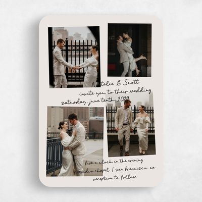 Beige Rounded Wedding Invitation - Morgay Multiphoto