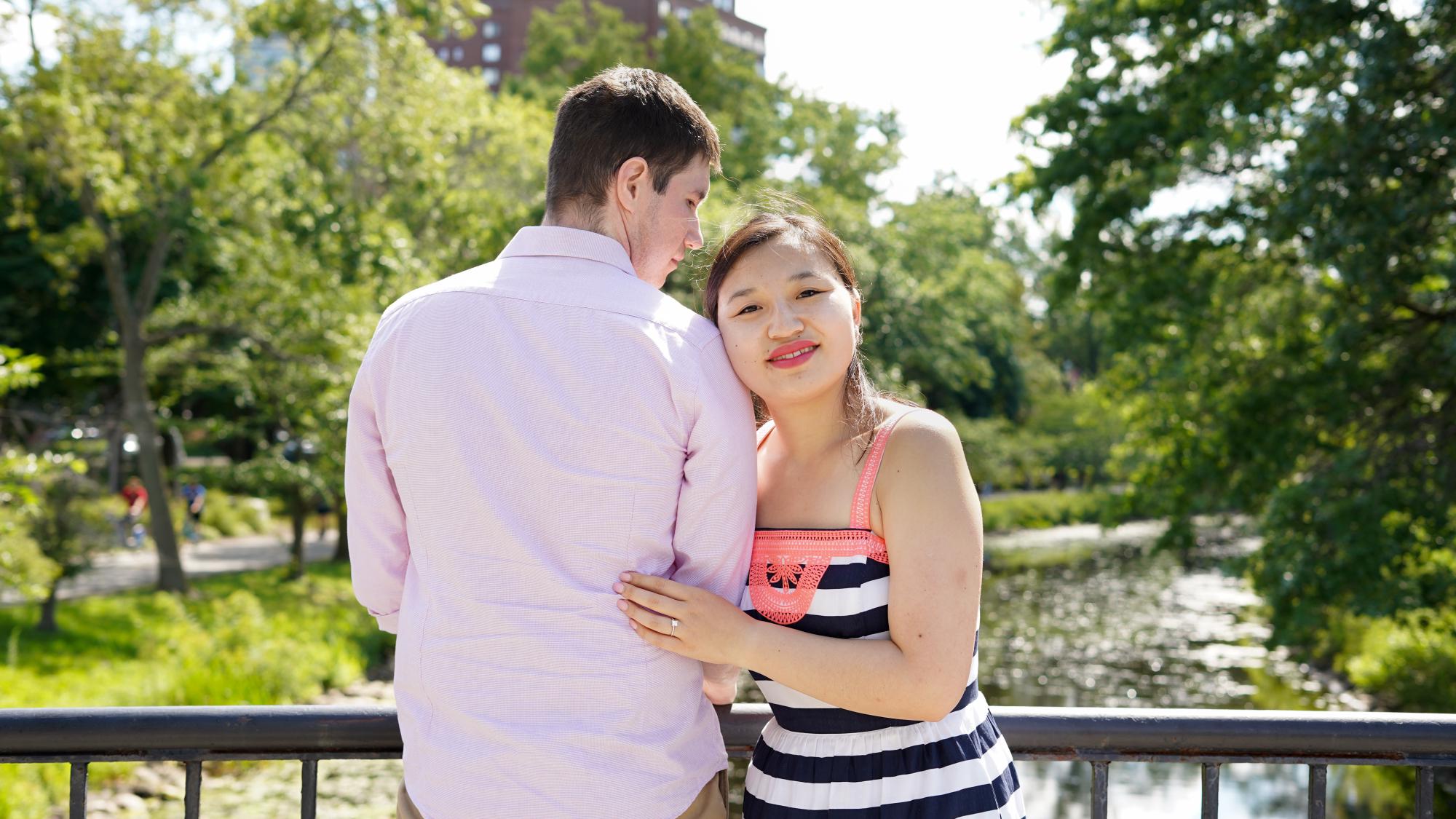 Engagement photo taken along the Esplanade