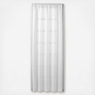 Bordered Sheer Linen Curtain Panel