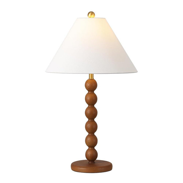 SAFAVIEH Lighting Collection Sanne Natural Brown Resin Stacked Ball 27-inch Table Lamp for Bedroom, Living Room, Home Office, Desk, Nightstand (LED Bulb Included)