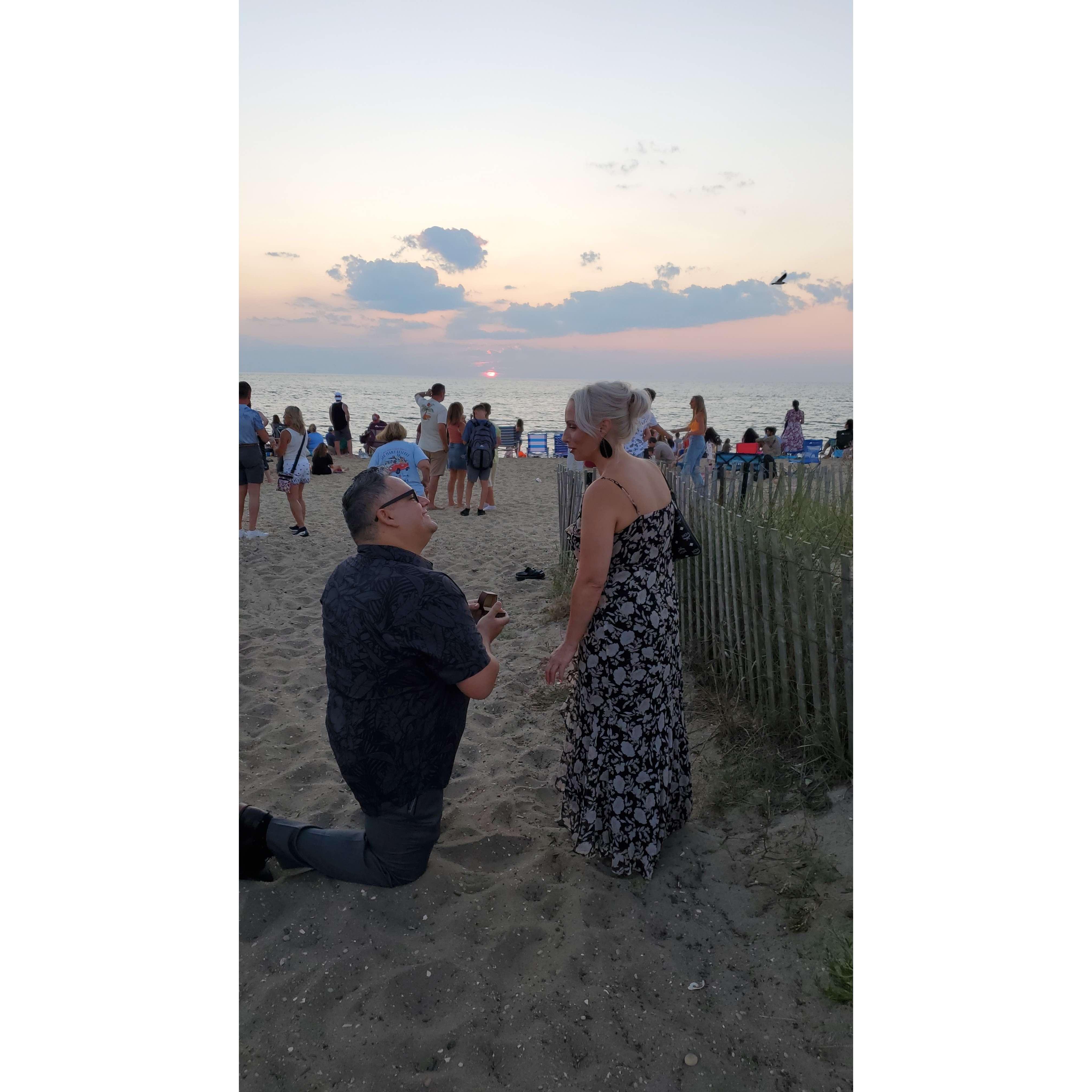 We got engaged on July 30, 2021 on our first vacation together at Sunset Beach in Cape May.
