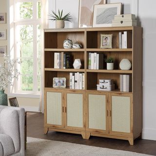 Sheridan Modern Cane Bookcase, Set of 2