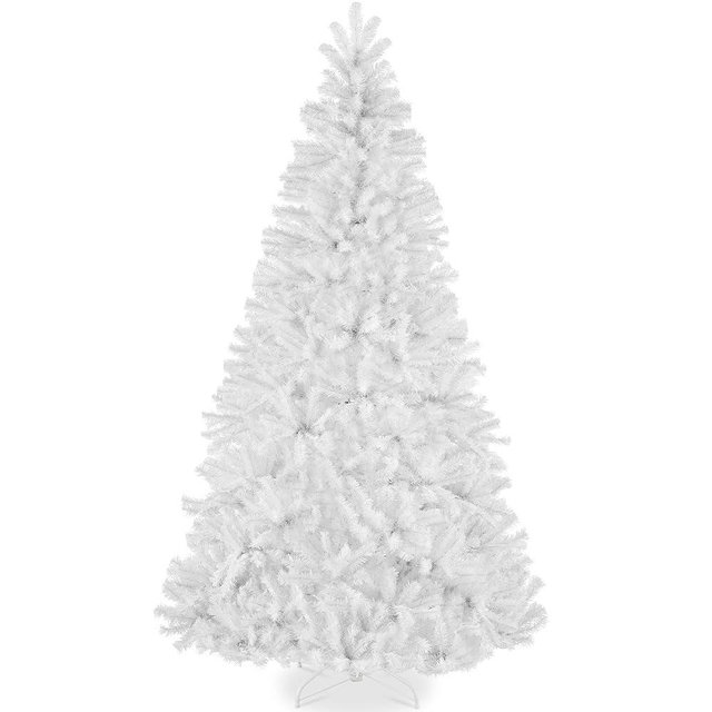 Best Choice Products Artificial Christmas Tree, 6ft Premium Unlit Realistic Spruce Holiday Décor w/Dense Branches, Metal Base – White Spruce