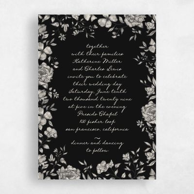 Black Wedding Invitation - Sogno Script