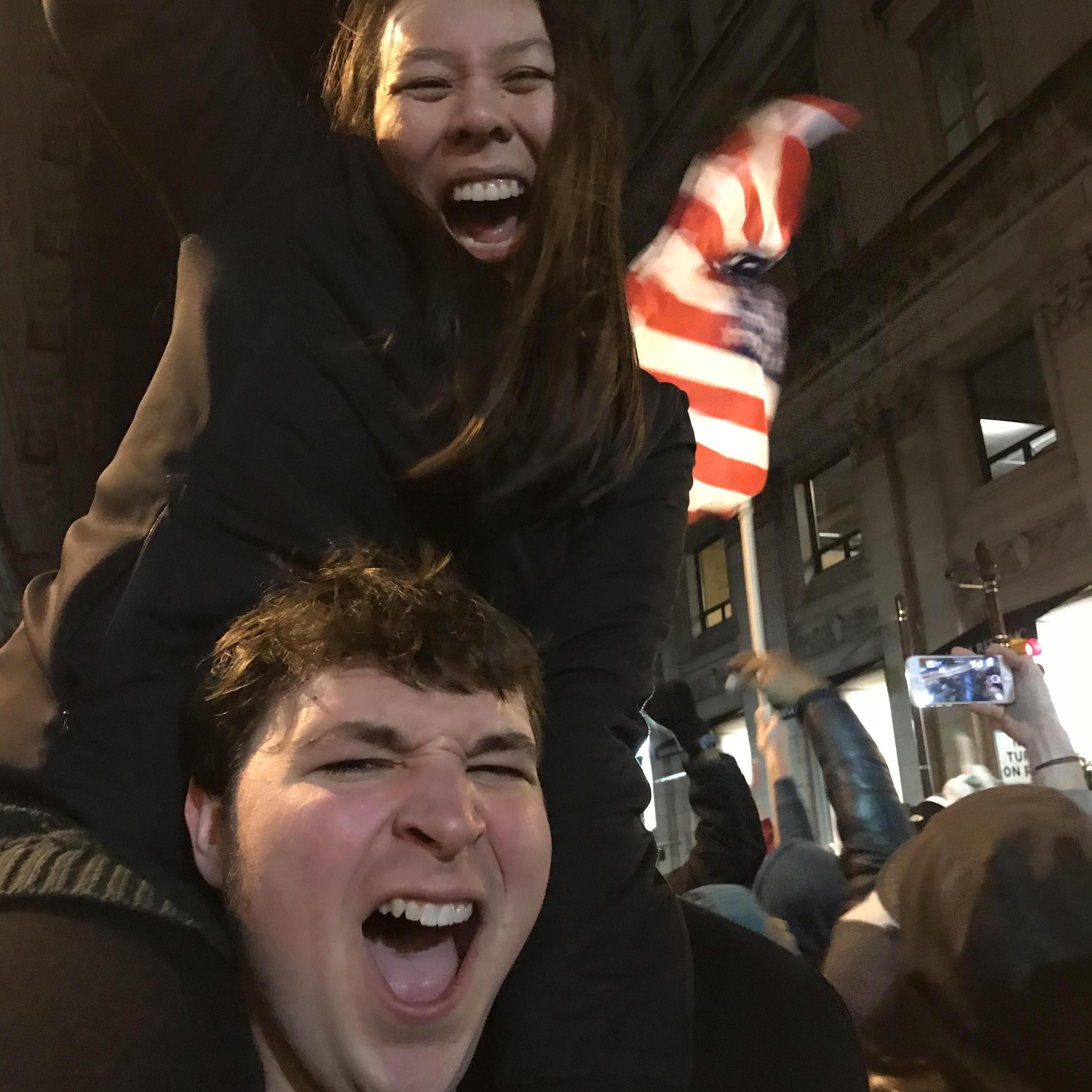2.4.18 The night that the Eagles won the Super Bowl! We walked almost 4 miles from our West Philly home to City Hall to celebrate the birds with the rest of the city