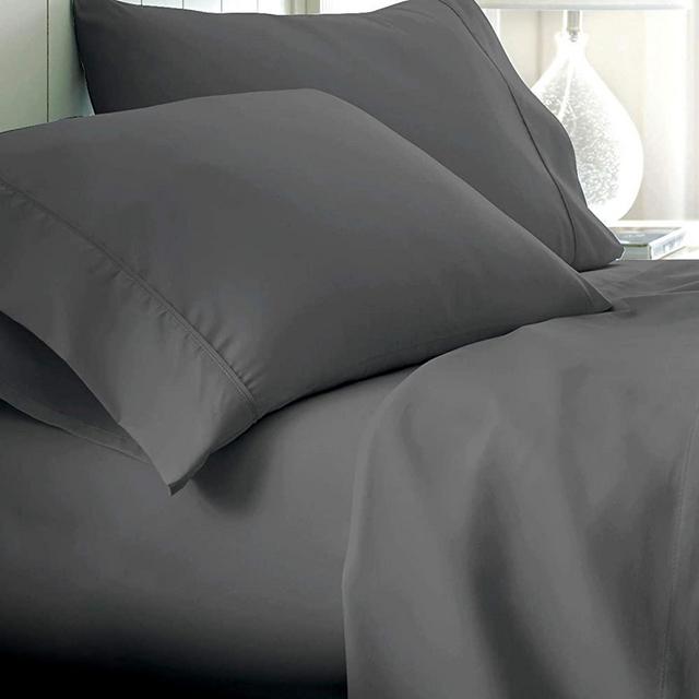 Pure Egyptian Cotton Sheets King-Size - 800 Thread Count Dark Grey Bedding, Hotel Luxury 4 Piece Sateen Weave Sheet Set, 100% Natural & Smooth Long Staple Cotton, 16 Inch Elasticized Deep Pocket