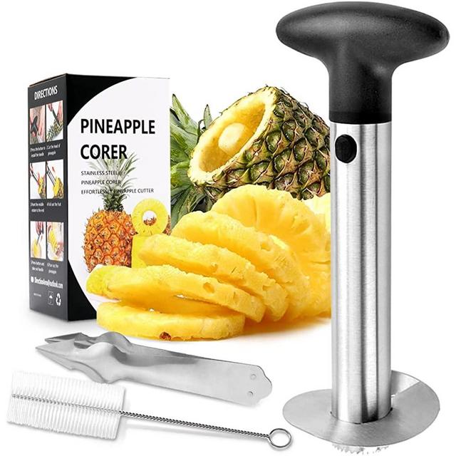 Pineapple Corer and Slicer Tool, Pineapple Cutter Stainless Steel Fruit Peeler Corer Slicer Cutter with Sharp Blade Pineapple Eye Peeler for Home and Kitchen