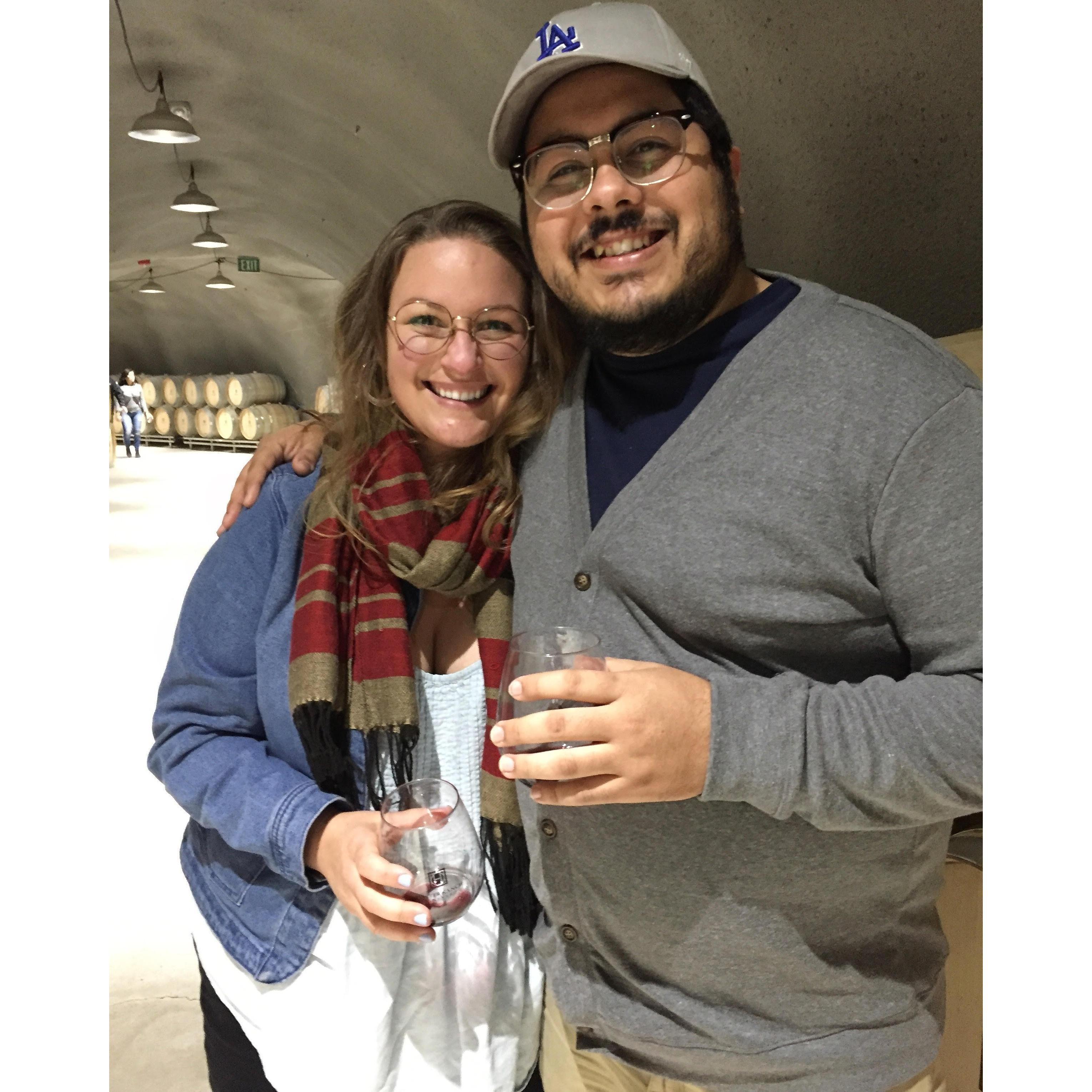 We love wine! Last year we took a few trips up to Paso Robles to visit Halter Ranch, our favorite winery. Here we are touring Halter's wine caves. We bad and bougie, y'all!