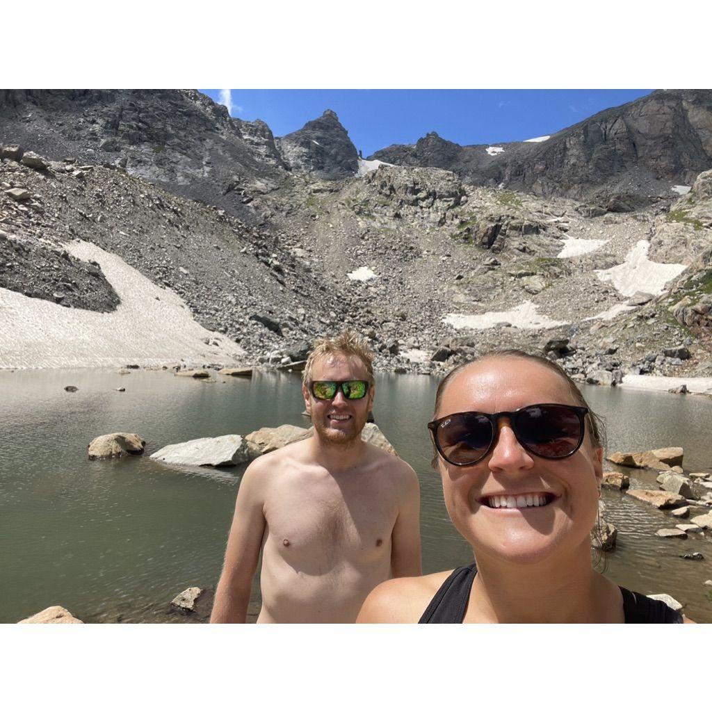 Took a dip in an alpine lake. Brr