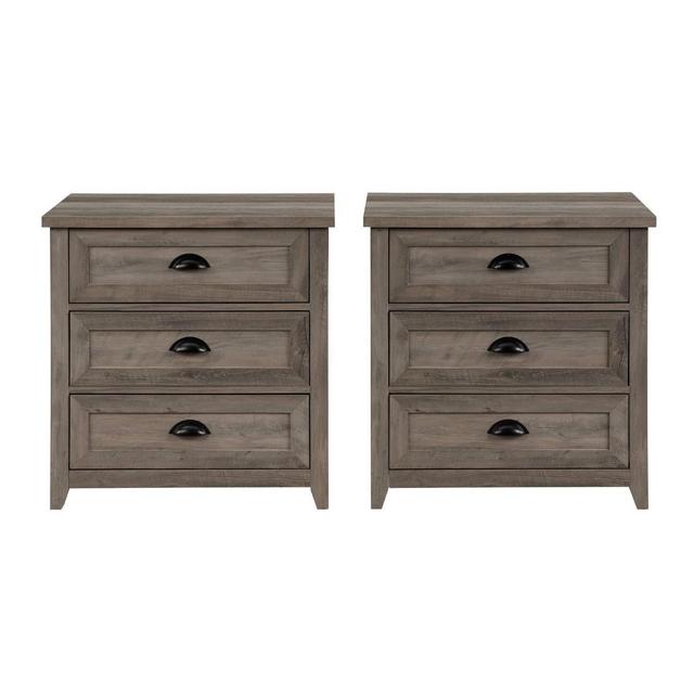 Set of 2 Fontella Transitional 3 Drawer Nightstands Gray Wash - Saracina Home