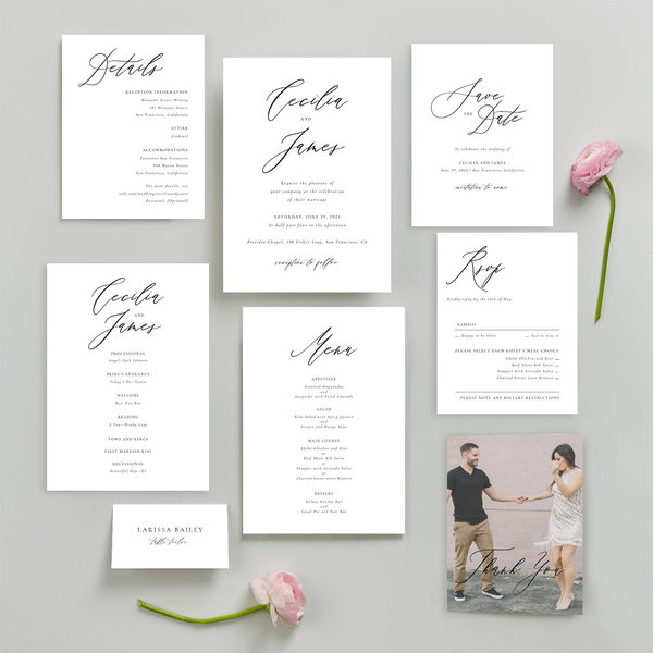 Seville Portrait | White | Zola Wedding Invitations