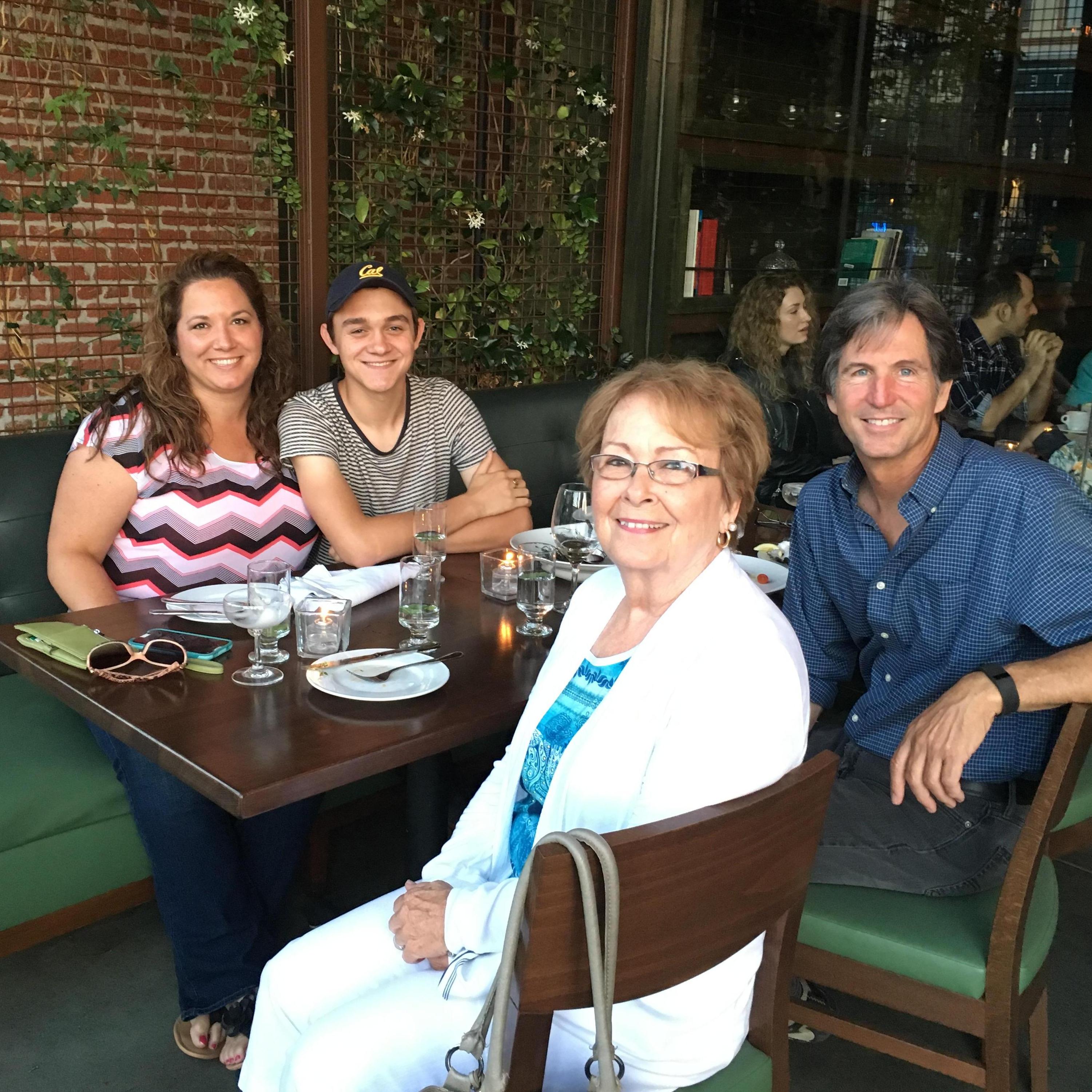 Graduation celebration with Aunt Christy, Grandma, & Joe.
