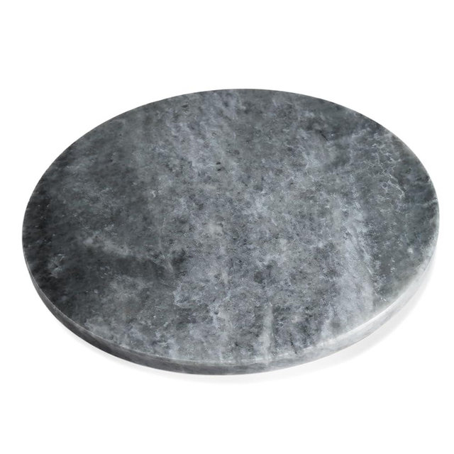 Koville Brazilian Round Marble Cutting Board for Kitchen, 11inch Round Hand Crafted Marble Slab for Cheese, Charcuterie, Pastry Board - Wedding Gift, House Warming Gift(Rhino Grey)