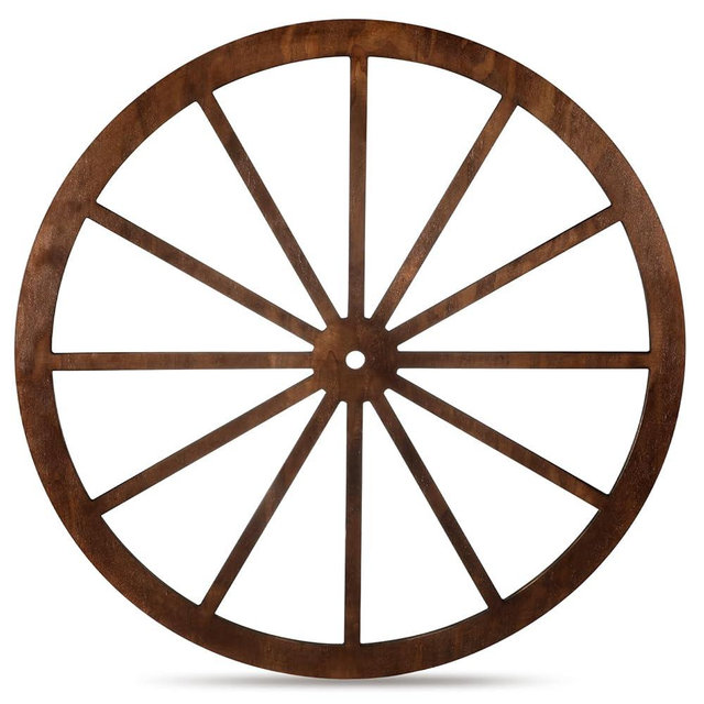 DaisyInner Wood Wagon Wheel Decorative Old Western Style Wagon Wheel Decor Vintage Rustic Wall Hanging Wood Cartwheel Decor for Garden Bar Patio Garage Farmhouse(30 Inch,Brown)