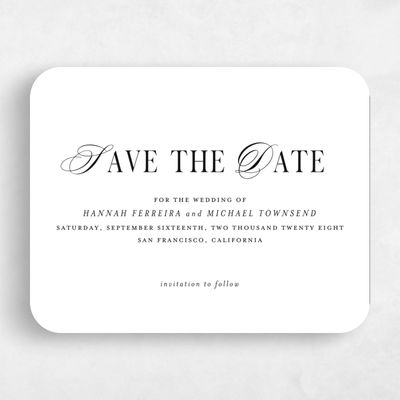 White Simple Wedding Save the Date - Jalen Landscape