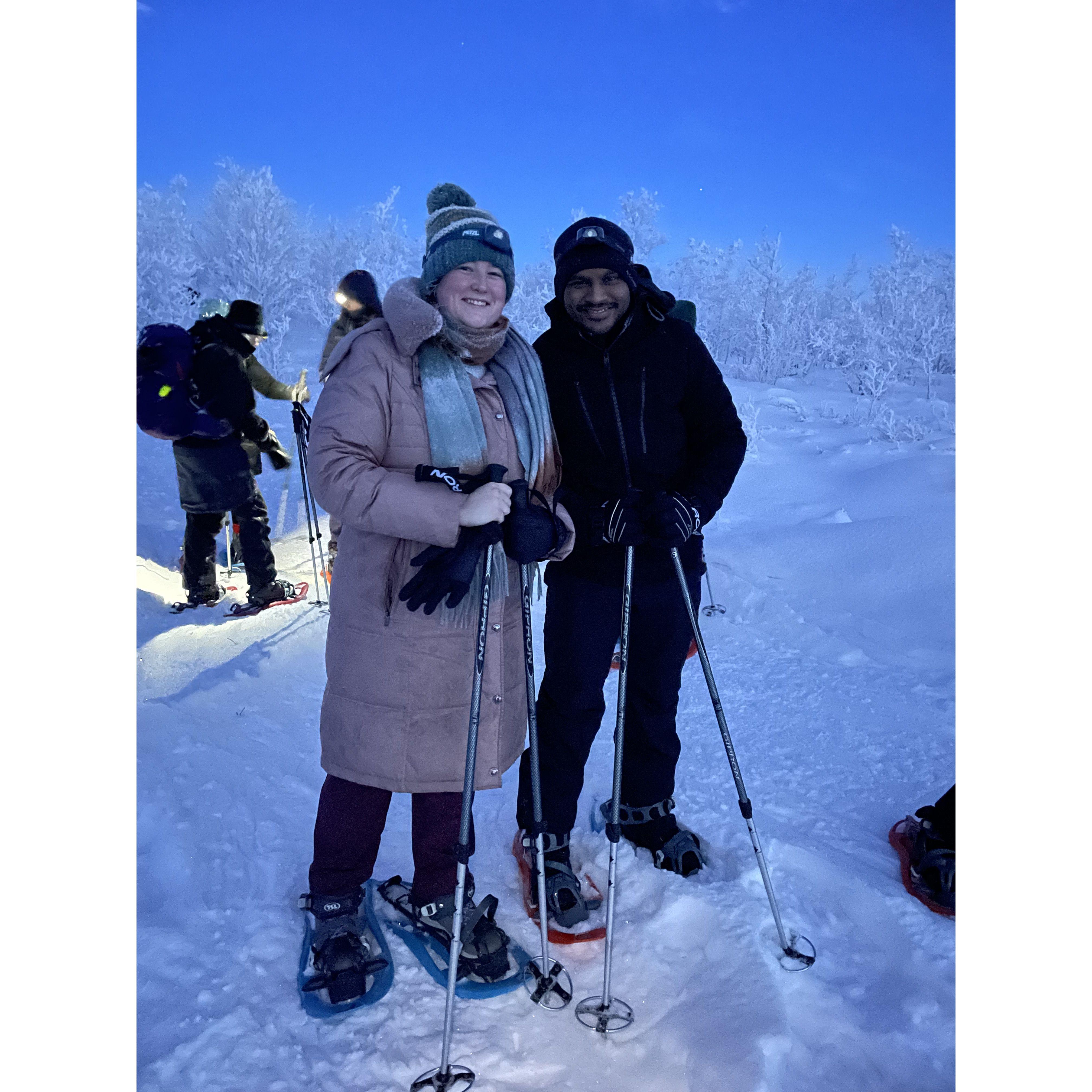 Snow shoeing in Abisko!