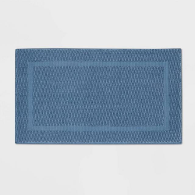20"x34" Performance Texture Cotton Memory Foam Bath Rug Dark Blue - Threshold™