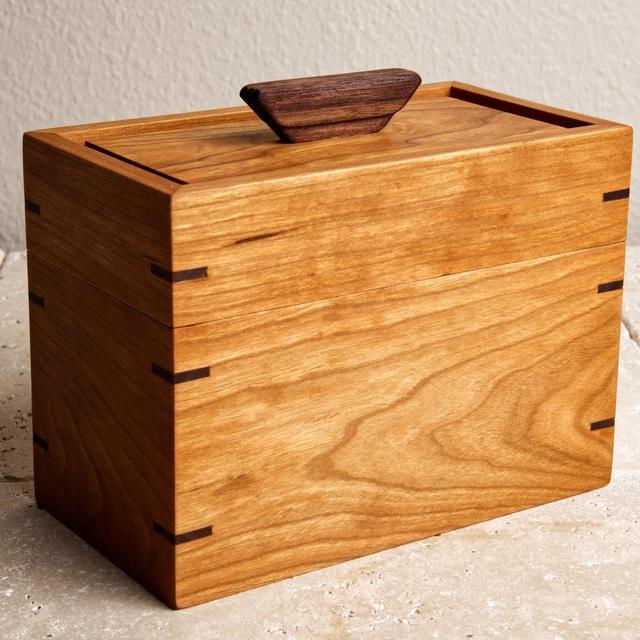 Cherry Wood Recipe Box, 4 x 6 Recipe Box, Wooden Recipe Box