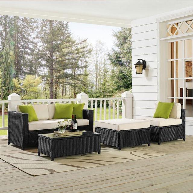 Crosley Sea Island 5-Piece Wicker Conversation Set in Black