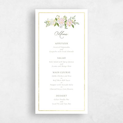 Soft Pink Wedding Menu - Speranza Foil