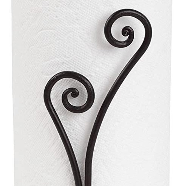 Decorative Heart Shaped Paper Towel Stand Up Holder | Black Stylish Authentic Wrought Iron | Fancy Rod Metal Countertop | Unique & Comfy | Handmade Crafted by RTZEN-Décor