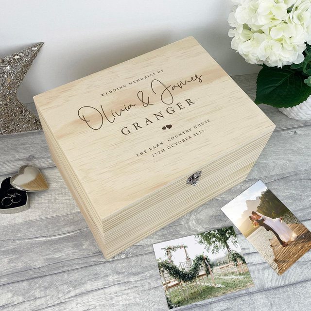 Personalised Wooden Wedding Keepsake Memory Box - 5 Sizes | Wedding Day Gift | Couples Gift | Wedding Keepsake Gift | Wedding Day Memory Box