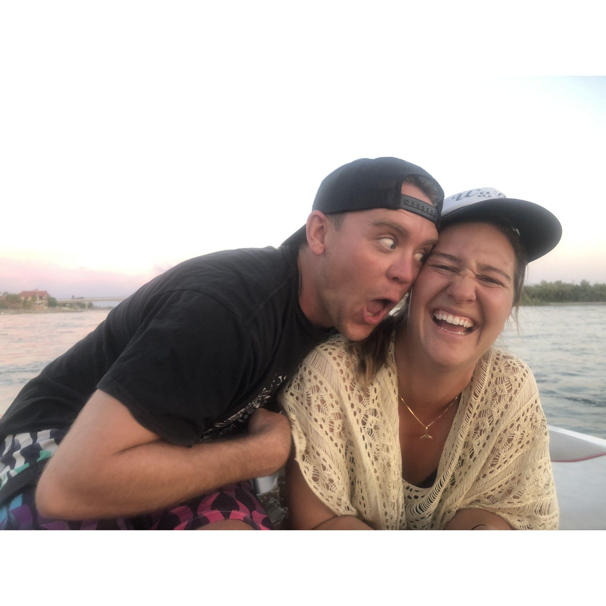 He always makes her laugh.