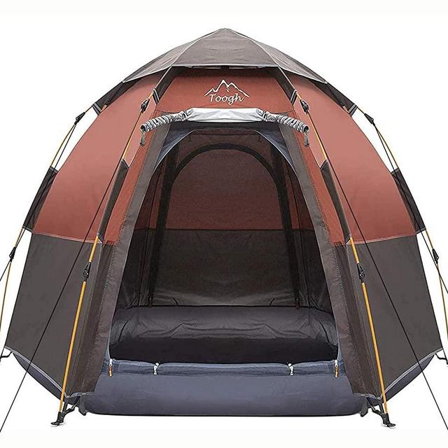Toogh 3-4 Person Camping Tent 60 Seconds Set Up Tent Waterproof Pop Up Hexagon Outdoor Sports Tent Camping Sun Shelters, Instant Cabin Tent, Advanced Venting Design, Provide Top Rainfly(2021 Update)
