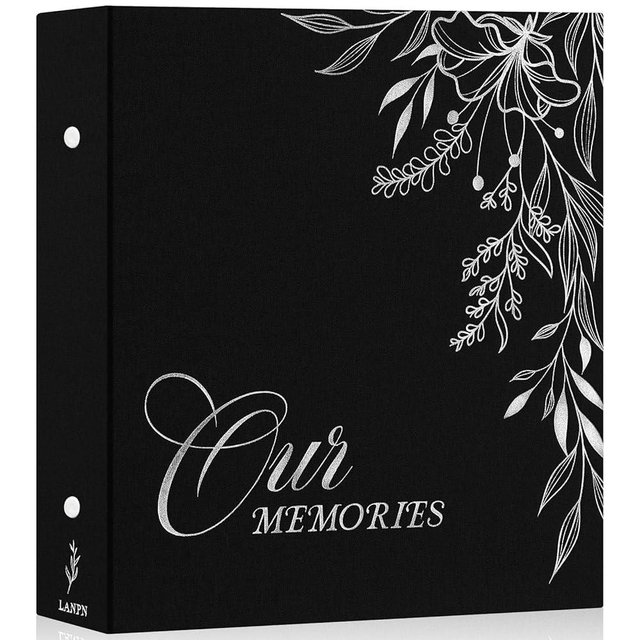 Lanpn Photo Albums 4x6 600 Pockets Slip in, OURMEMORIES Large Capacity Linen Hardcover Photobook Photo Book Holds 600 Vertical horizontal Photos (Black)