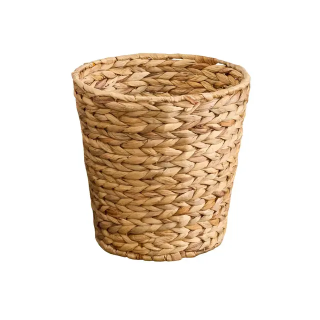 Solhome Isidore Brown Water Hyacinth Woven Round Storage and Planter Basket