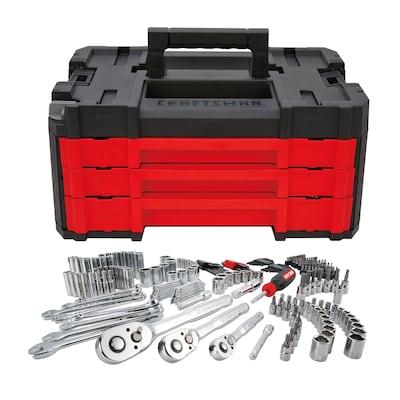 CRAFTSMAN 230-Piece Standard (SAE) and Metric Polished Chrome Mechanics Tool Set (1/4-in; 3/8-in; 1/2-in; 1-in) with Hard Case