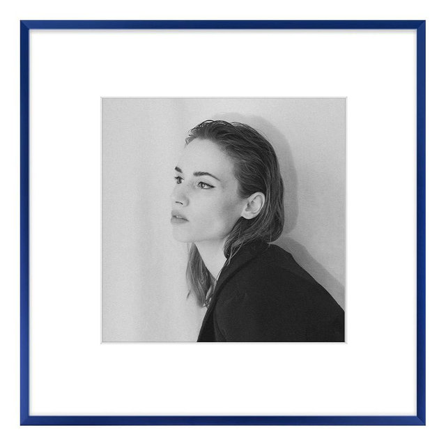 Golden State Art 12x12 Aluminum Picture Frame - Professional Gallery Wall Frame With 8x8 Mat, Scratch-Resistant Glass & Sawtooth Hanger for Photos, Artwork & Prints - Elegant Blue - 1 Pack