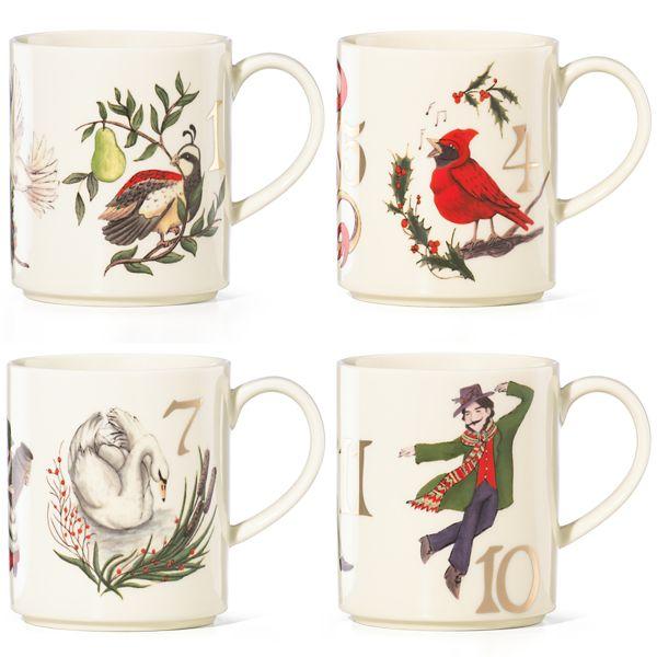 Twelve Days of Days of Christmas 4-piece Mug Set
