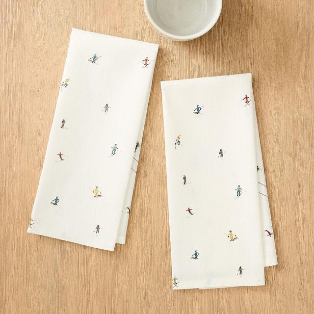 Holiday Skiers, Table Linens, Tea Towel, Set of 2