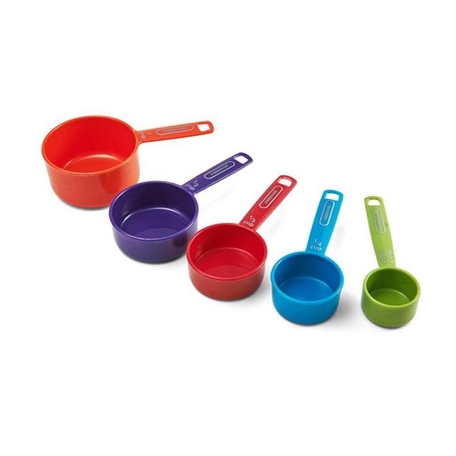 Farberware Professional Plastic Measuring Cups with Coffee Spoon, Set of 5, Assorted Colors