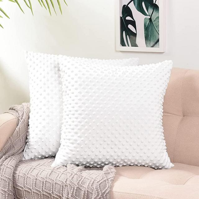 PHF Minky Dot Euro Sham 26"x 26", 2 Pack Soft Cozy Velvet Euro Throw Pillow Covers, Holiday Home Decorative Square Pillowcase Cushion Cover for Couch Sofa Bed, White