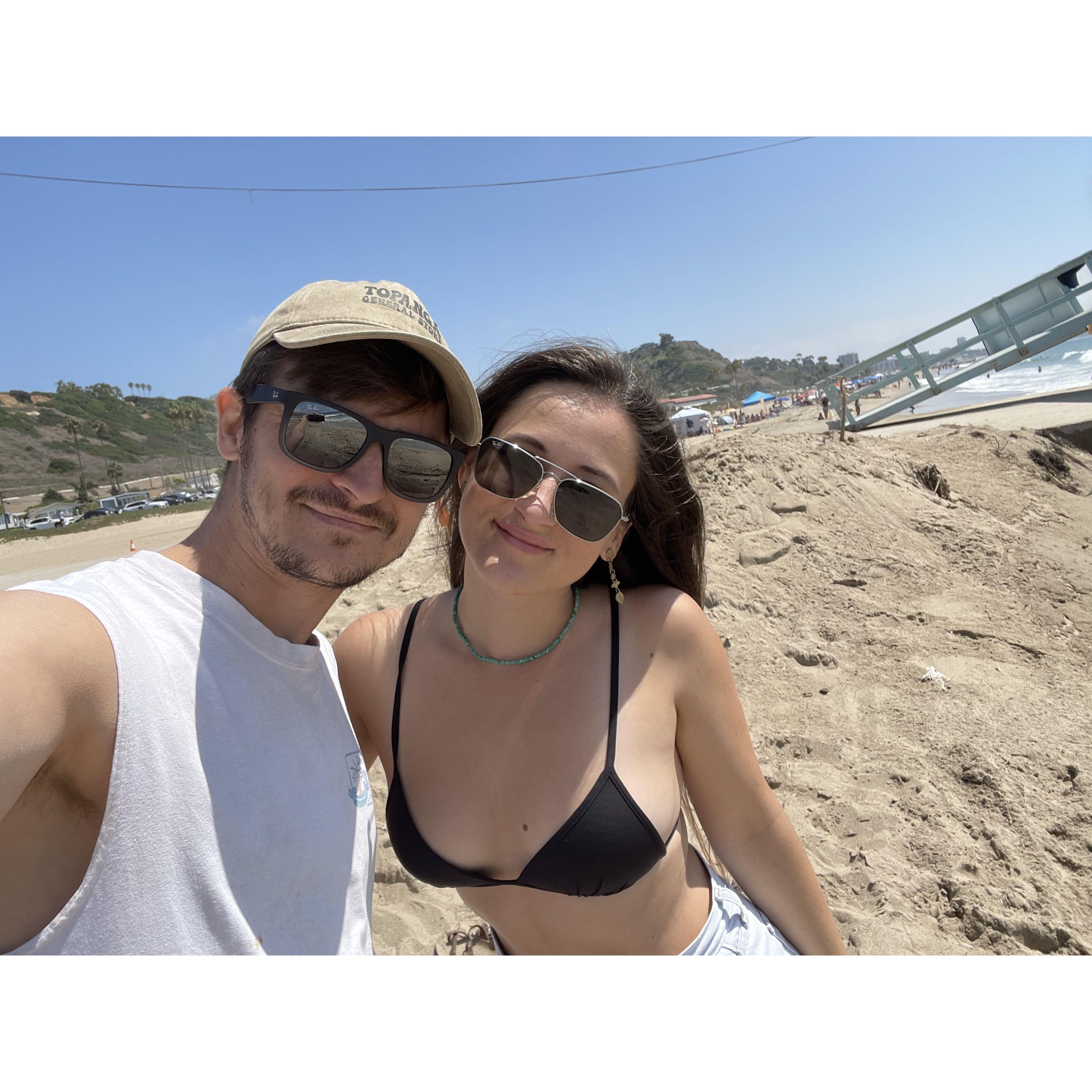 On the beach at our good finishing spot in Santa Monica!