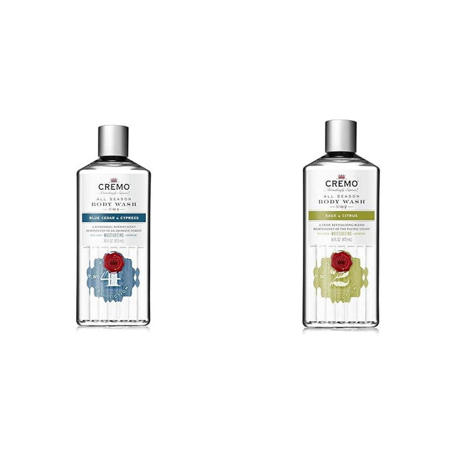 Cremo Men's Body Wash Bundle with Blue Cedar & Cypress and Sage & Citrus Scents, 2 x 16 Fl Oz