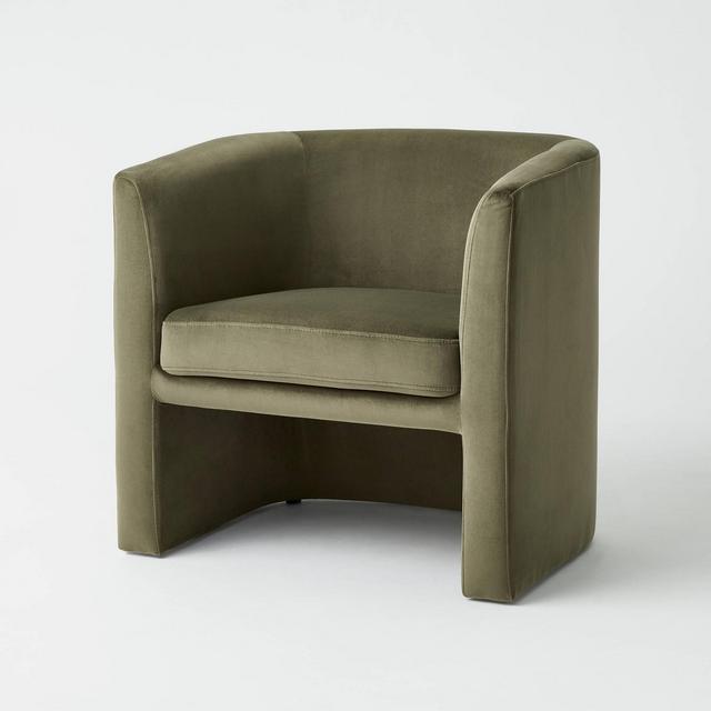 Vernon Upholstered Barrel Accent Chair Olive Velvet - Threshold™ designed with Studio McGee