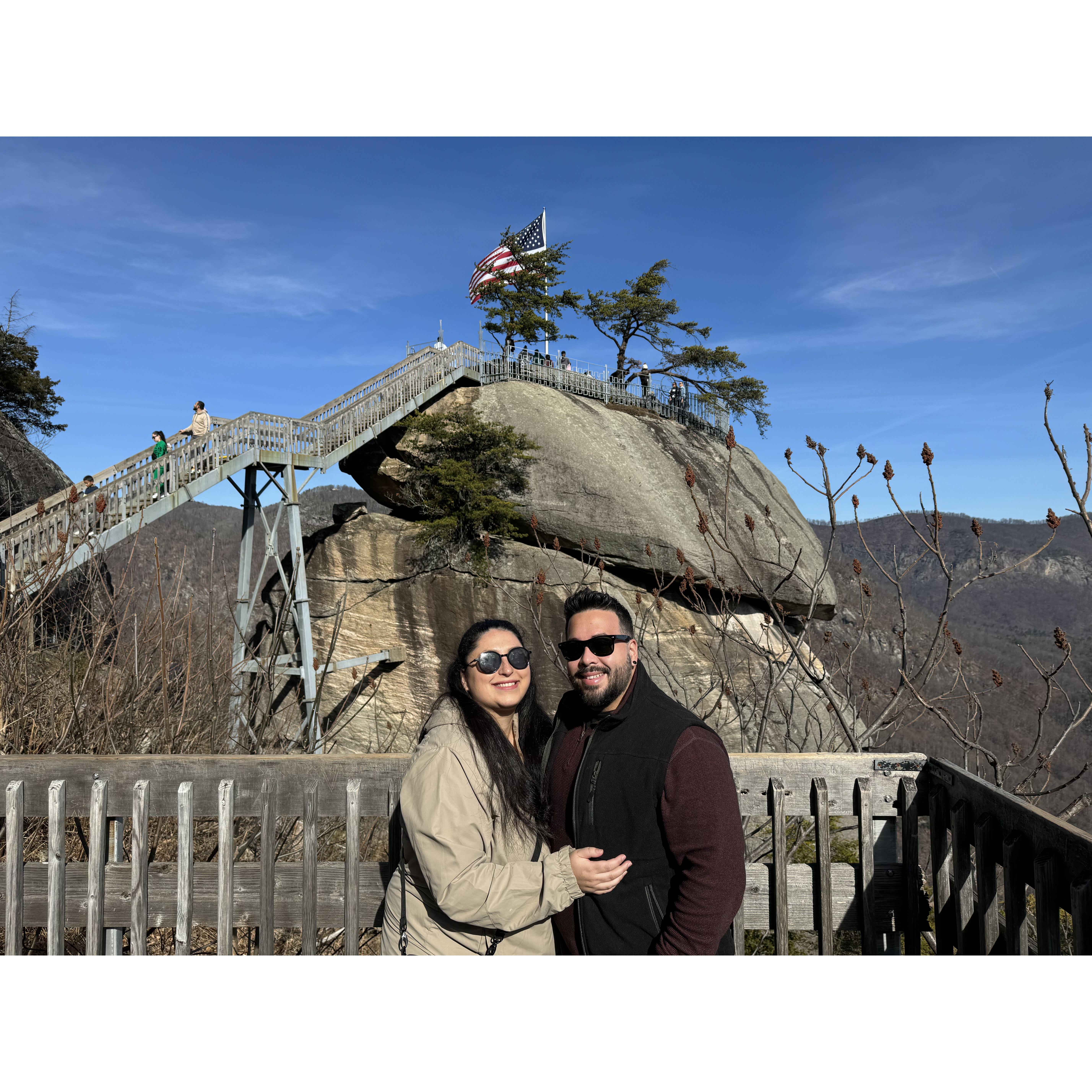 In Asheville, North Carolina for Christmas with family 2023 on Top of Chimney Rock