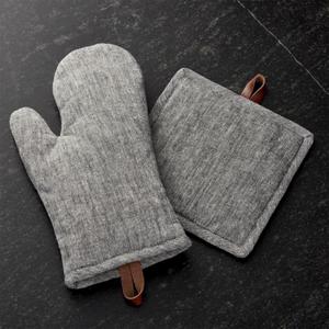 Chambray Grey Oven Mitt and Pot Holder