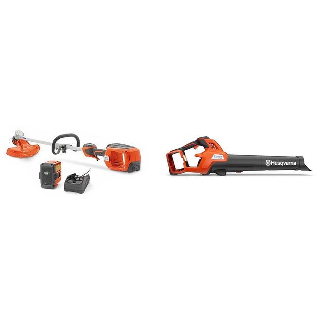 Husqvarna Weed Eater 320iL String Trimmer and 230iB Leaf Blower Bundle, Trimmer and Blower Combo with 4 Ah B140 Battery and 40-C80 Charger Included