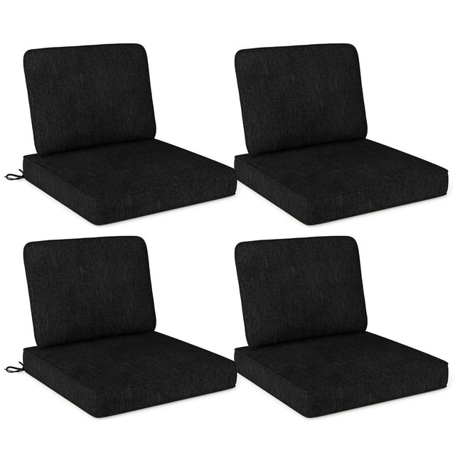 Costway 8-Pack 24" x 24" Deep Seat Cushion & Back Pillow with Removable Covers Outdoor Black