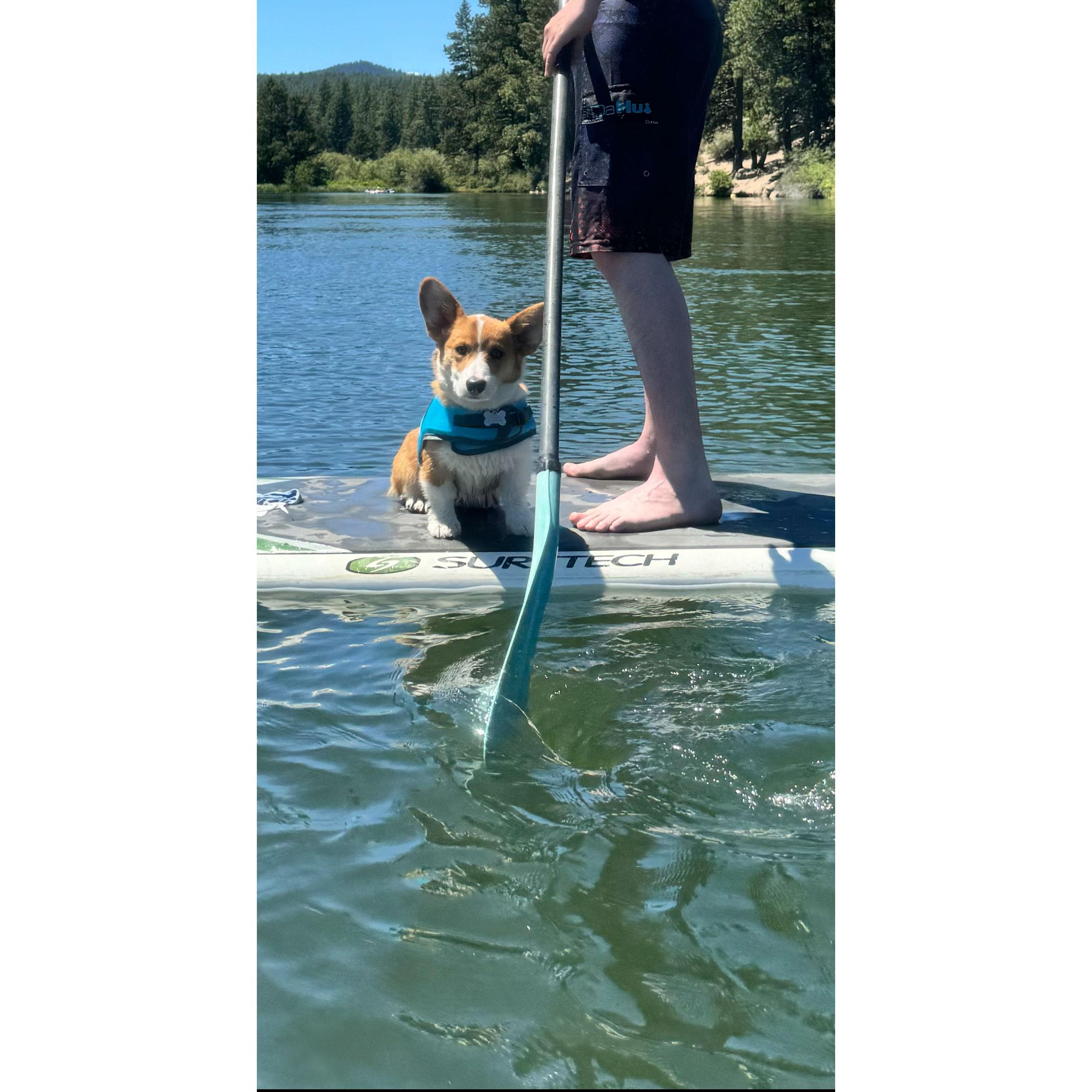 Basil's first kayaking trip for 4th of July with Carolyn and Andrew.