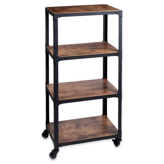 Mind Reader Charm 4-Shelf Utility Cart in Black/Wood